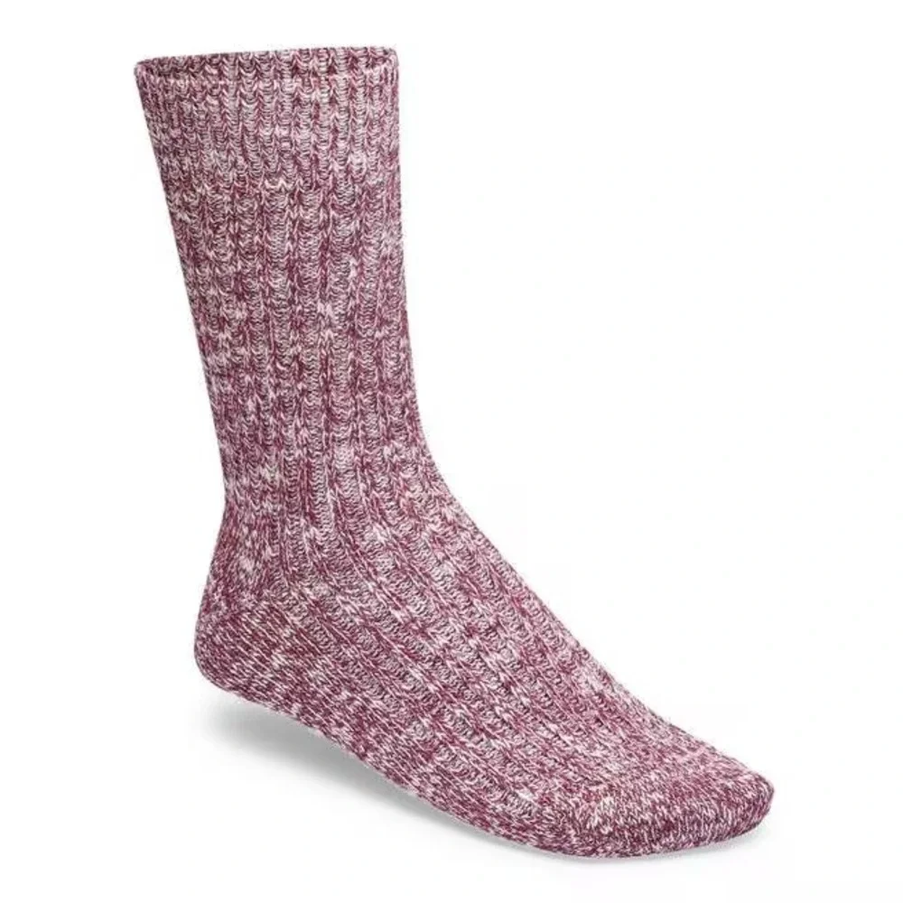 Vtg Birkenstock Classic Sock Marled Burgundy Tan Ribbed Knit Unisex W 5-10 M 5-8